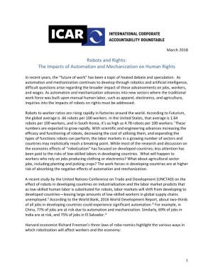 Robots and Rights: the Impacts of Automation and Mechanization on Human Rights