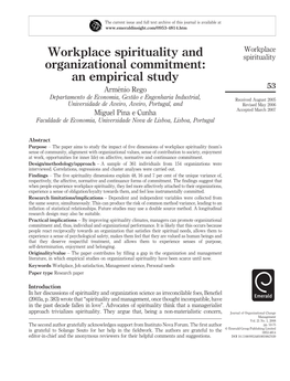 Workplace Spirituality and Organizational Commitment: An
