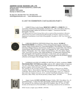 E-List 58 EXHIBITION CATALOGUES PART 1