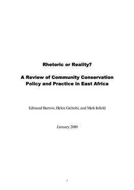 A Review of Community Conservation Policy and Practice in East Africa