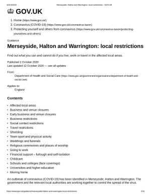 Merseyside, Halton and Warrington: Local Restrictions - GOV.UK GOV.UK
