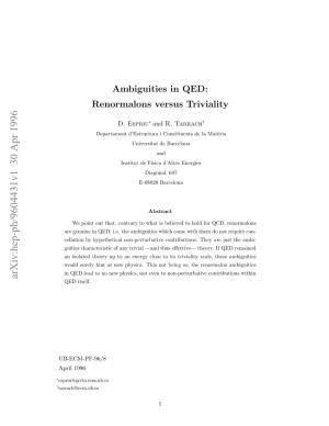 Ambiguities in QED: Renormalons Versus Triviality