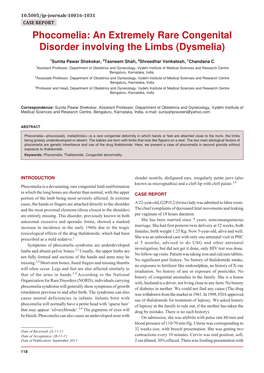Phocomelia: an Extremely Rare Congenital Disorder Involving the Limbs (Dysmelia)