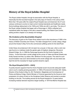 History of the Royal Jubilee Hospital