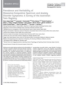 Prevalence and Heritability of Obsessive-Compulsive Spectrum and Anxiety Disorder Symptoms: a Survey of the Australian Twin Regi