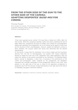 Adapting Despentes' Baise-Moi for Cinema