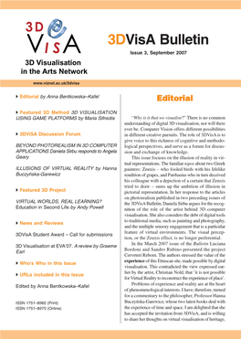3Dvisa Bulletin Issue 3, September 2007 3D Visualisation in the Arts Network