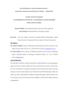 Revised Submission to Journal of Business Research –