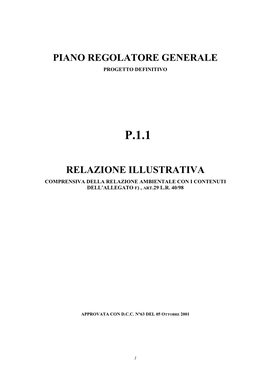 Piano Regolatore Generale Relazione Illustrativa