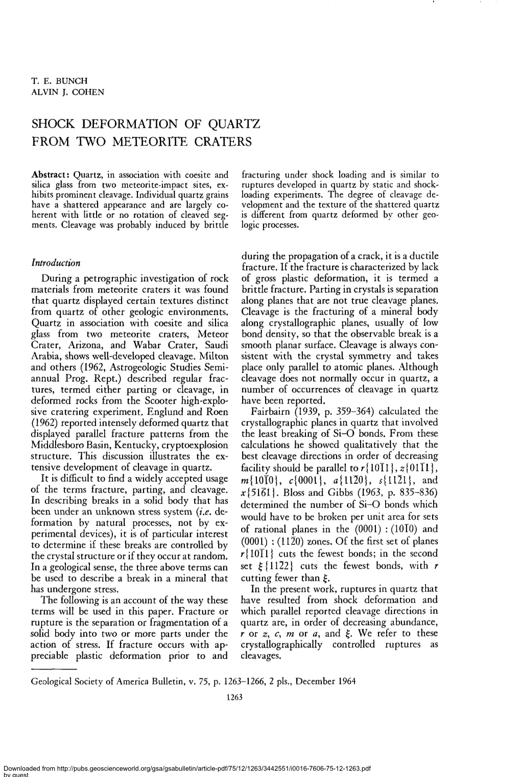 Shock Deformation of Quartz from Two Meteorite Craters