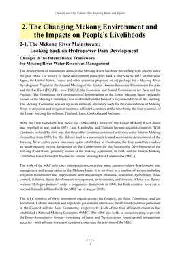 2. the Changing Mekong Environment and the Impacts on People's Livelihoods