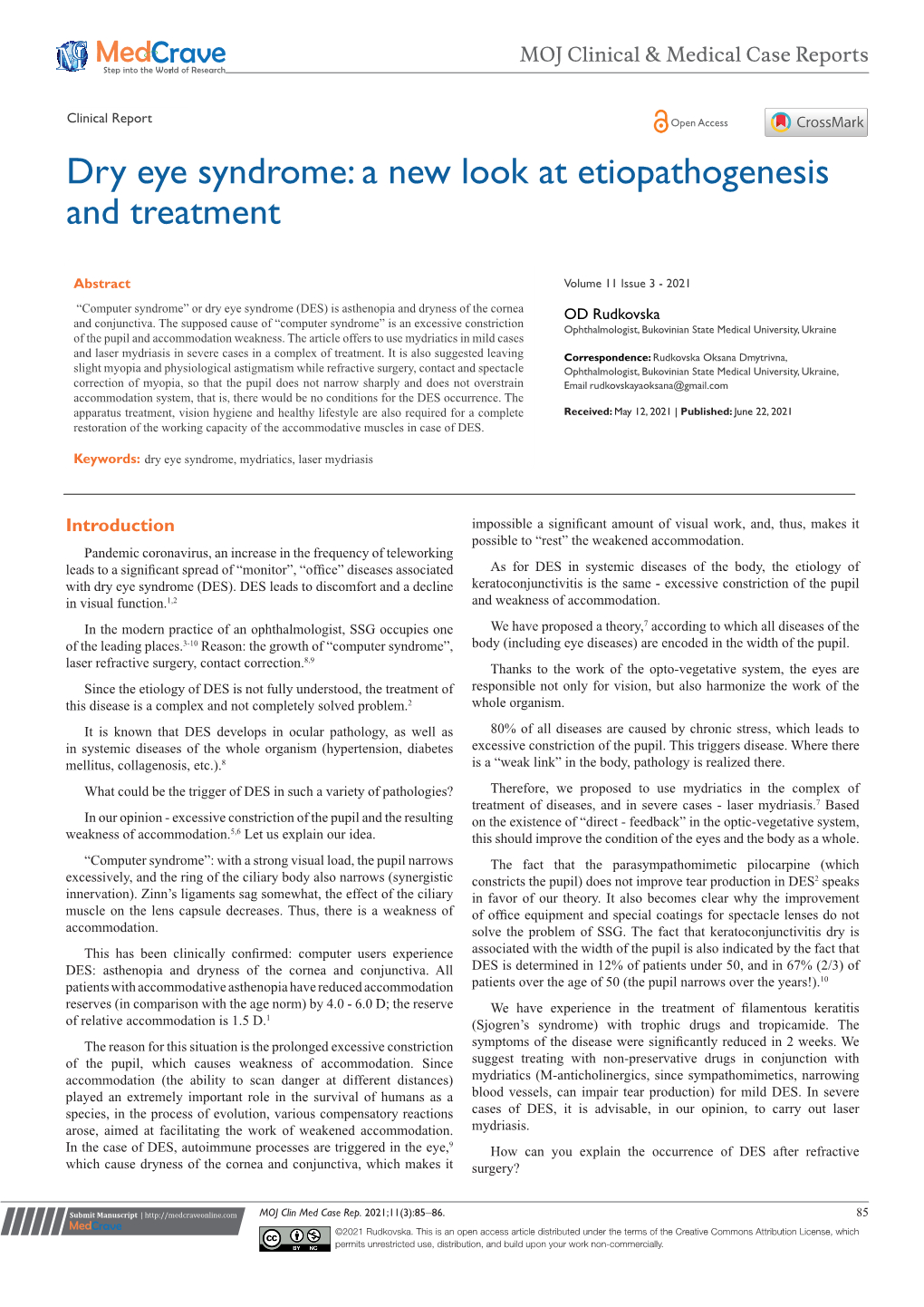 Dry Eye Syndrome: a New Look at Etiopathogenesis and Treatment