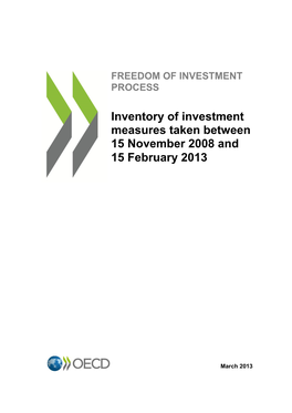 Inventory of Investment Measures Taken Between 15 November 2008 and 15 February 2013