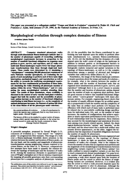 Morphological Evolution Through Complex Domains of Fitness (Evolution/Plants/Fossils) KARL J