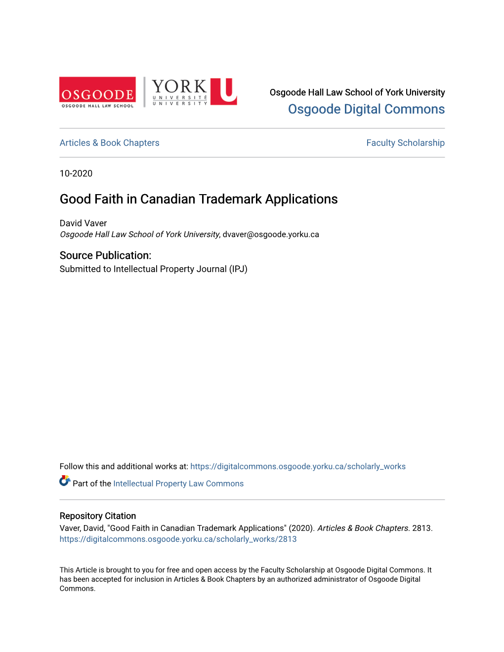 Good Faith in Canadian Trademark Applications