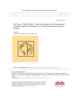 Killer Robots”: Goals and Strategies in the Transnational Campaign Against the Offensive Use of Lethal Autonomous Weapon Systems
