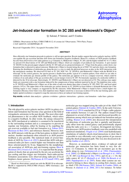 Jet-Induced Star Formation in 3C 285 and Minkowski's Object⋆