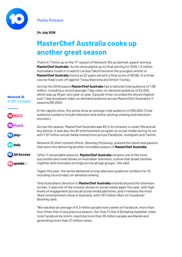 Masterchef Australia Cooks up Another Great Season
