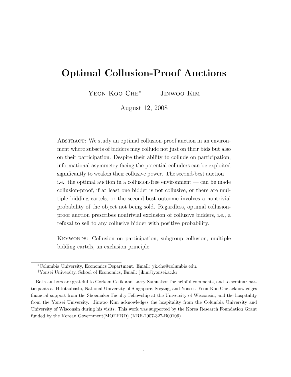 Optimal Collusion-Proof Auctions