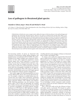 Loss of Pathogens in Threatened Plant Species