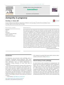 Aortopathy in Pregnancy