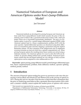 Numerical Valuation of European and American Options Under Kou's