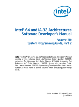 Intel(R) 64 and IA32 Architectures Software Developer's Manual Vol 3B