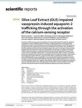 Olive Leaf Extract (OLE) Impaired Vasopressin-Induced Aquaporin-2