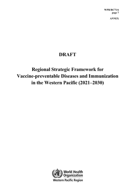 DRAFT Regional Strategic Framework for Vaccine-Preventable Diseases