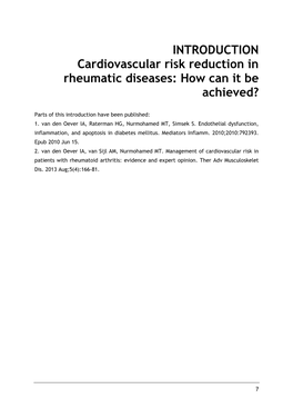 INTRODUCTION Cardiovascular Risk Reduction in Rheumatic Diseases: How Can It Be Achieved?