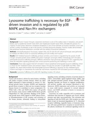 Lysosome Trafficking Is Necessary for EGF-Driven Invasion and Is