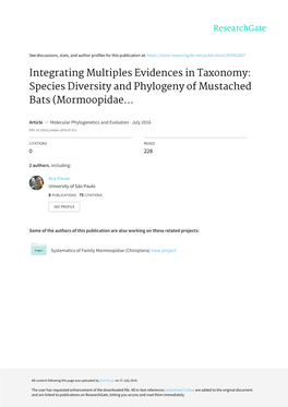 Species Diversity and Phylogeny of Mustached Bats (Mormoopidae