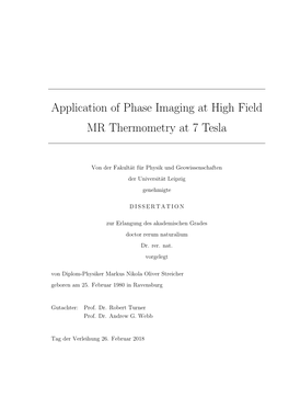 Application of Phase Imaging at High Field MR Thermometry at 7 Tesla