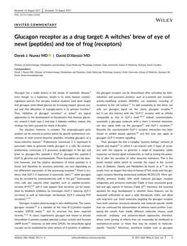 The Glucagon Receptor As a Drug Target