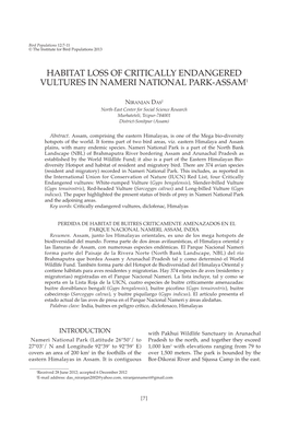 Habitat Loss of Critically Endangered Vultures in Nameri National Park-Assam1