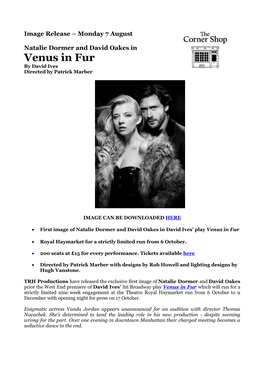 Venus in Fur by David Ives Directed by Patrick Marber