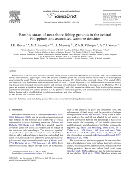 Benthic Status of Near-Shore Fishing Grounds in the Central Philippines