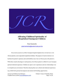 Affirming Childhood Spirituality of Hospitalized Immigrant Children