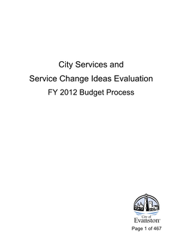 City Services and Service Change Ideas Evaluation FY 2012 Budget Process