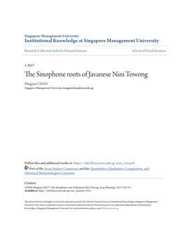 The Sinophone Roots of Javanese Nini Towong