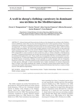 Carnivory in Dominant Sea Urchins in the Mediterranean