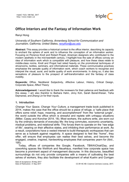 Office Interiors and the Fantasy of Information Work
