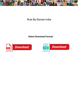 Rule by Decree India