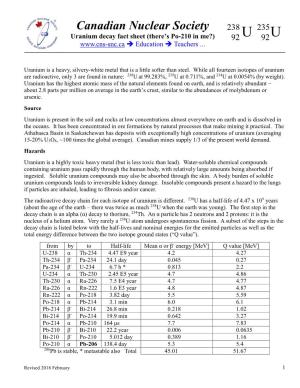 Uranium Decay Fact Sheet (There's Po-210 in Me?)