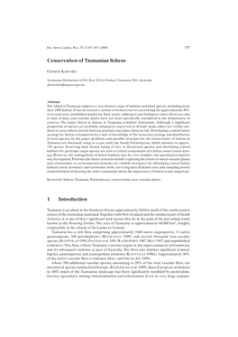 Conservation of Tasmanian Lichens 1 Introduction