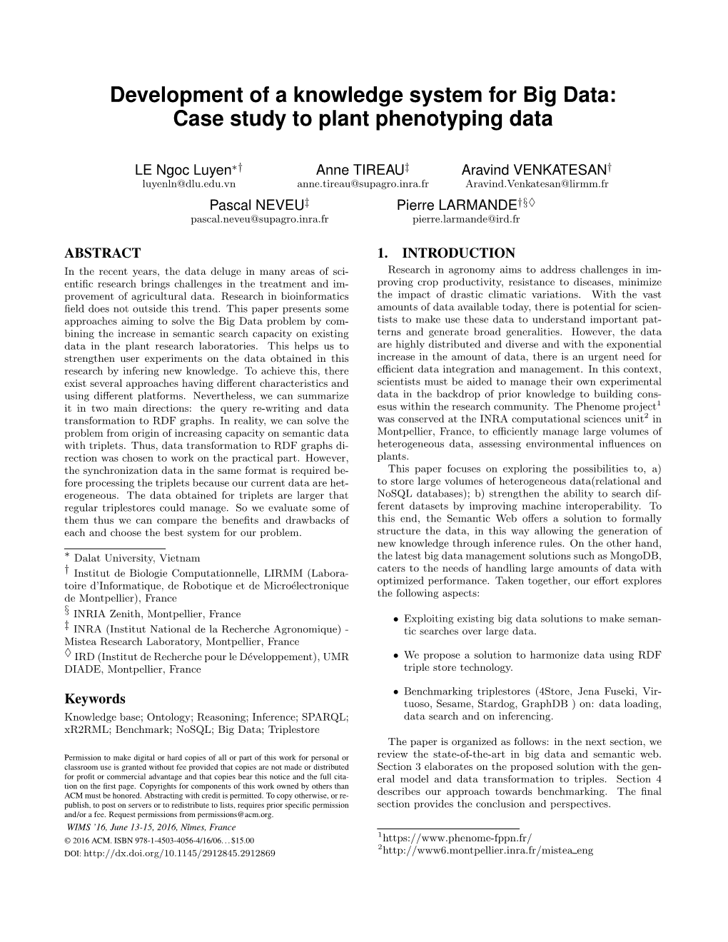 Development of a Knowledge System for Big Data: Case Study to Plant Phenotyping Data