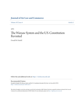 The Warsaw System and the U.S. Constitution Revisited, 39 J