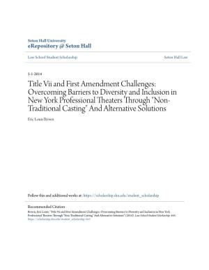 Title Vii and First Amendment Challenges