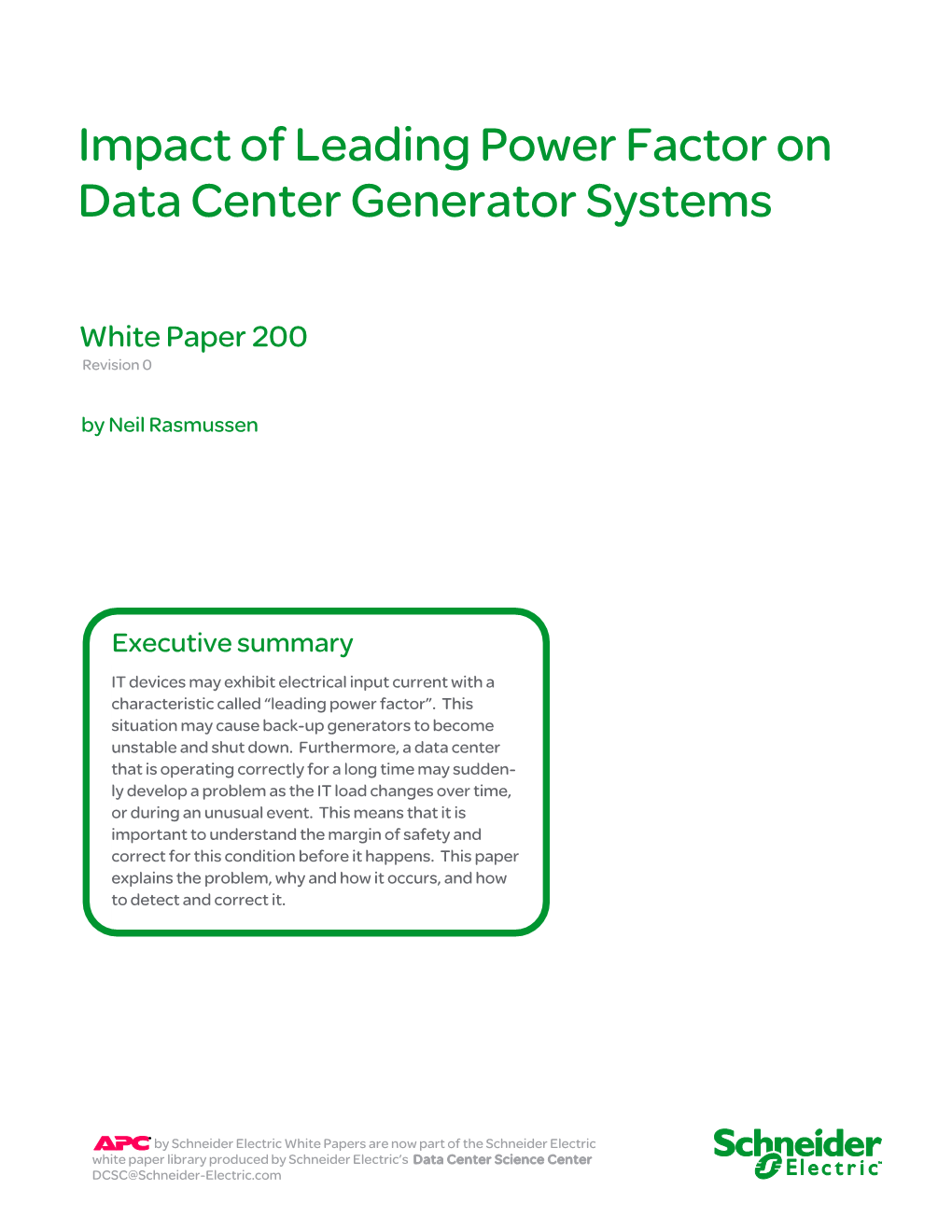 Impact of Leading Power Factor on Data Center Generator Systems