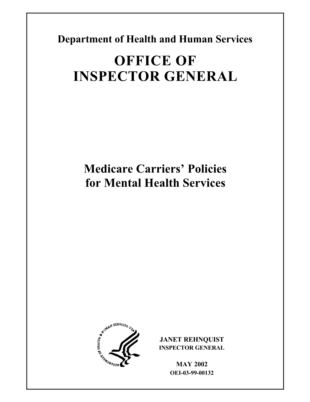 Medicare Carriers' Policies for Mental Health Services